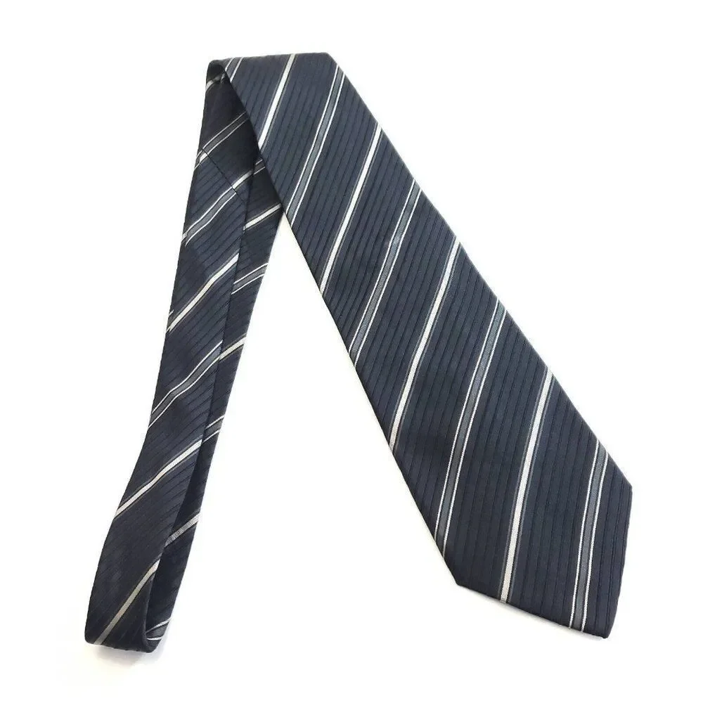 Canali Gray Woven Striped Wide‎ Silk Tie